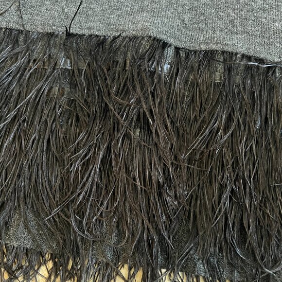 Chelsea 28 Grey Sweater Dress with Feather Fringe Hem - Picture 3 of 3